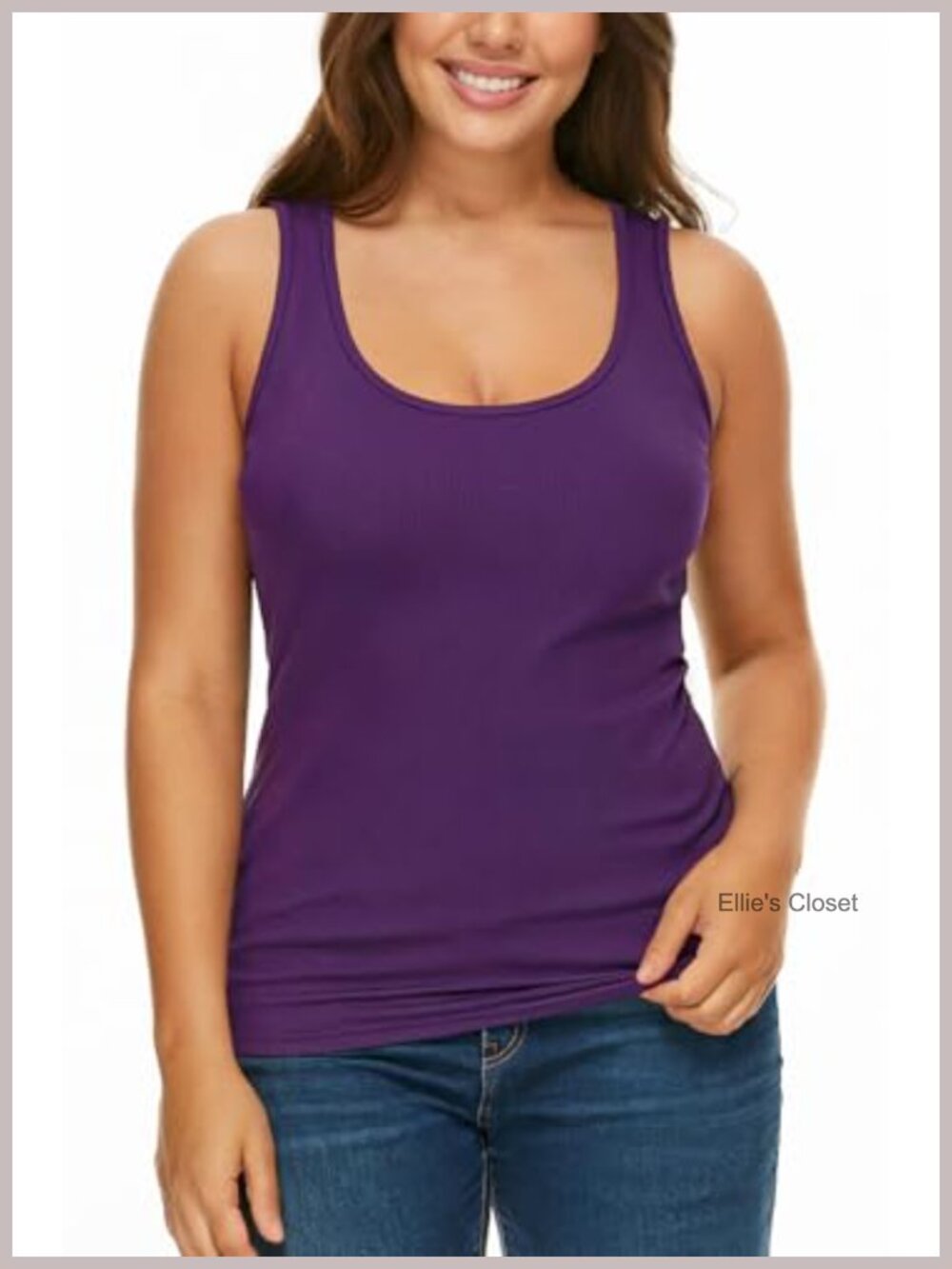 Women's Ribbed Cotton Tank Top Scoop Neck Layering Sleeveless